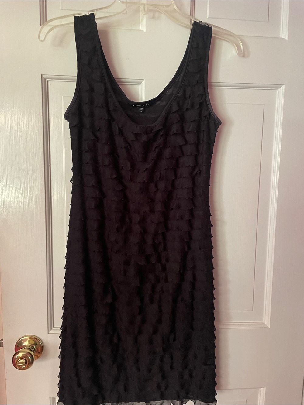 Sleeveless Black Ruffle-Texture Mini Dress